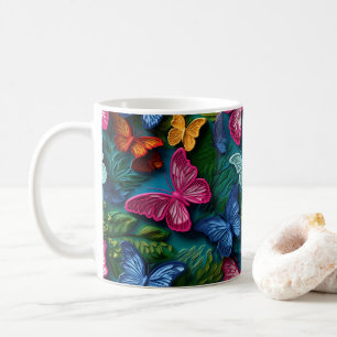 3D Looking Printed Bright Colourful Butterflies Coffee Mug