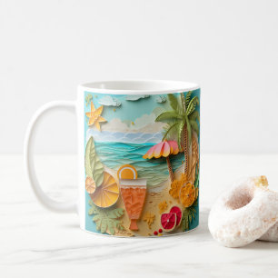 3D Looking Printed Tropical Beach Coffee Mug