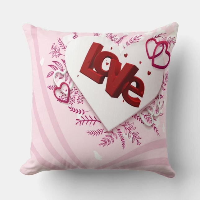 3D love  Throw Pillow (Front)