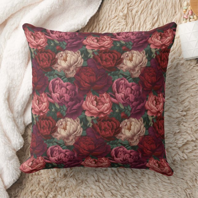 3d lush peony blooms  throw pillow (Blanket)