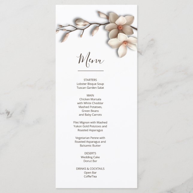 3D Magnolia Flowers Menu (Front)