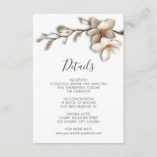 3D Magnolia Flowers White Details Enclosure Card