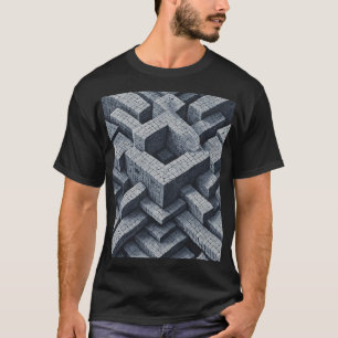 3D Maze: Geometric Cubes in Perspective T-Shirt