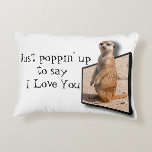 3D Meerkat lets you know he loves you and he cares Accent Pillow