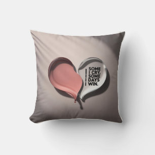 3D Merging Heart & Tear Shapes Throw Pillow