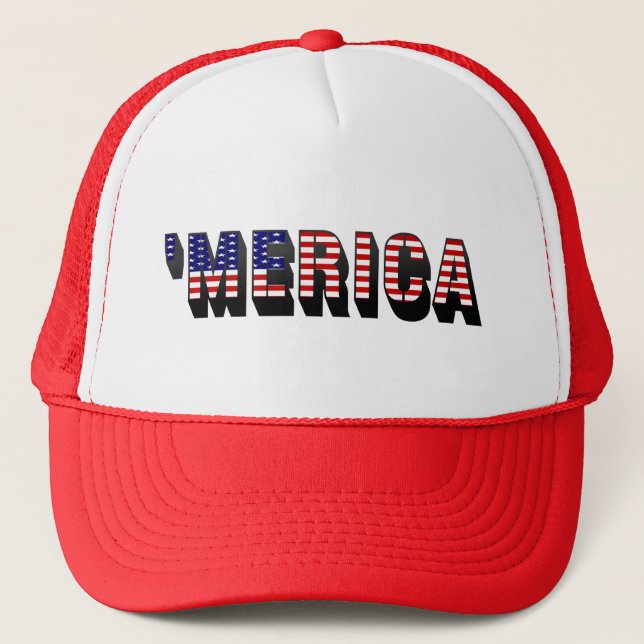 3D MERICA US Flag Trucker Hat (Front)