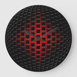 3D Metal Orb (Black & Red) Large Clock