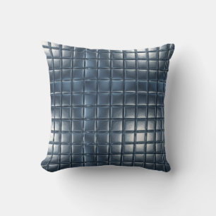 3D Metallic Blue-Gray Tile Pattern with Highlights Throw Pillow