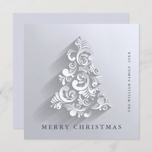 3D Minimalist  Christmas Tree Greeting Holiday Card (Front/Back)
