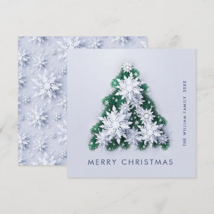 3D Minimalist Snowflakes Christmas Tree Greeting Holiday Card