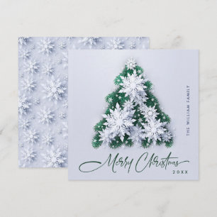 3D Minimalist Snowflakes Christmas Tree Greeting Holiday Card