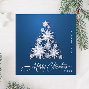 3D Minimalist Snowflakes Christmas Tree Greeting Holiday Card