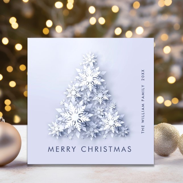 3D Minimalist Snowflakes Christmas Tree Greeting Holiday Card (Creator Uploaded)