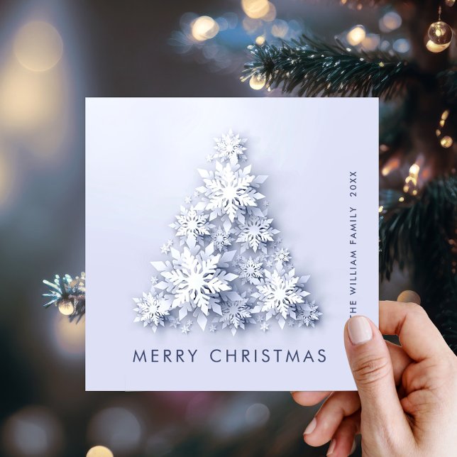 3D Minimalist Snowflakes Christmas Tree Greeting Holiday Card (Creator Uploaded)