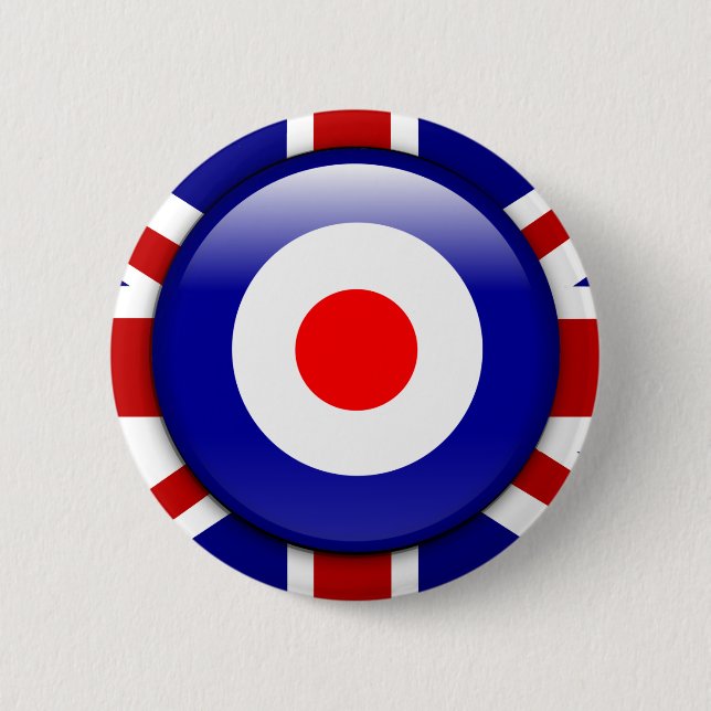 3D Mod target on Union jack print 2 Inch Round Button (Front)