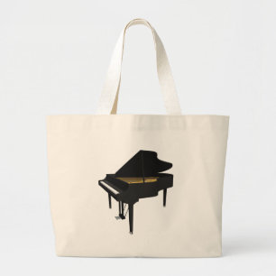 3D Model: Black Grand Piano: Large Tote Bag