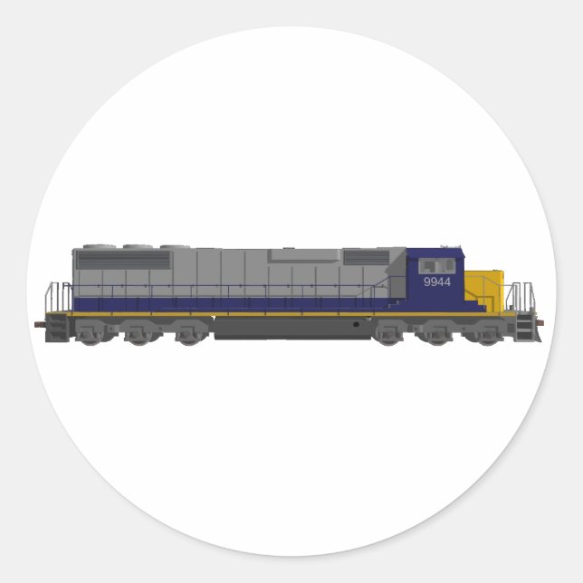 3D Model: Train Engine: Railroad: Classic Round Sticker (Front)
