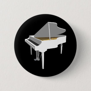 3D Model: White Grand Piano: 2 Inch Round Button