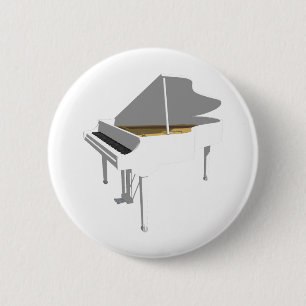 3D Model: White Grand Piano: 2 Inch Round Button