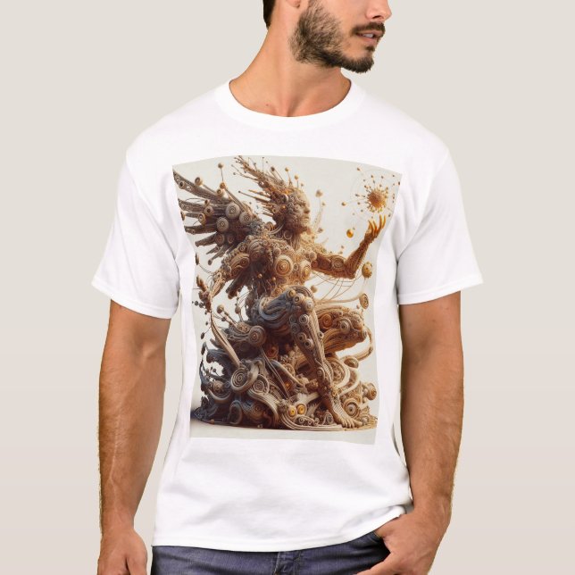 3D Modelled T-Shirt: Futuristic Geometric Design T-Shirt (Front)