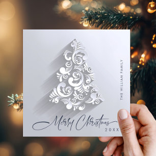3D Modern Ornament Christmas Tree Greeting Simple  Holiday Card
