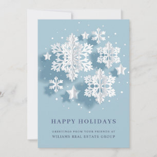 3D Modern Snowflake Christmas Corporate Greeting Holiday Card