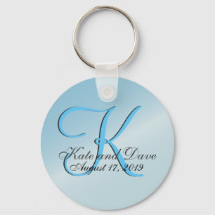3d Monogram Aquamarine Keychain