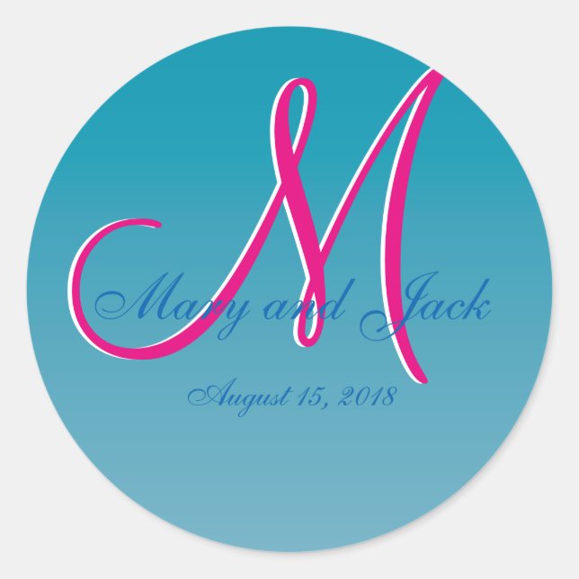 3d Monogram Blue Water Classic Round Sticker (Front)