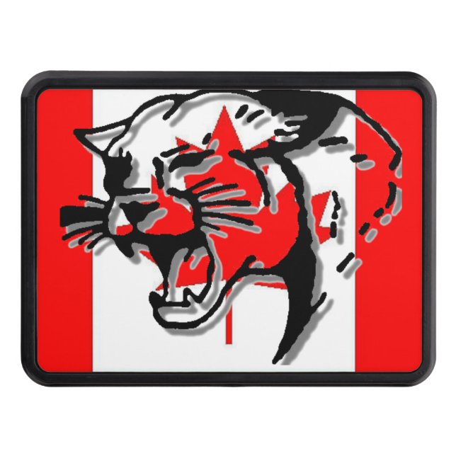 3D Mountain Lion on Canadian Flag Trailer Hitch Cover (Front)