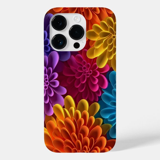 3D Multi-Coloured Flowers Case-Mate iPhone Case (Back)