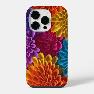 3D Multi-Coloured Flowers iPhone 14 Pro Case