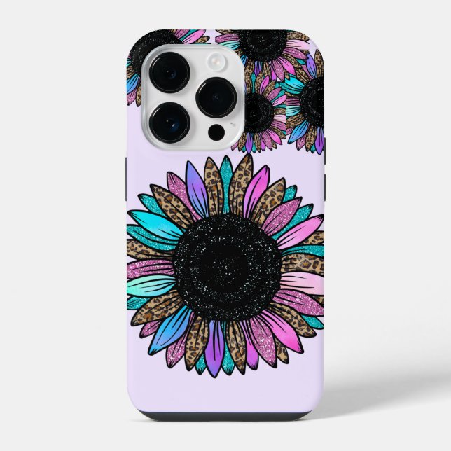 3D Multi Coloured Sunflower iPhone Case (Back)