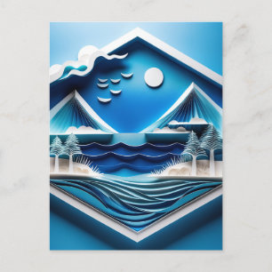 3D multi-layered ocean landscape made from Kirigam Postcard