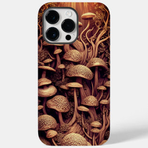 3D Mushrooms Faux Carved Wood Beautiful Magical Case-Mate iPhone 14 Pro Max Case