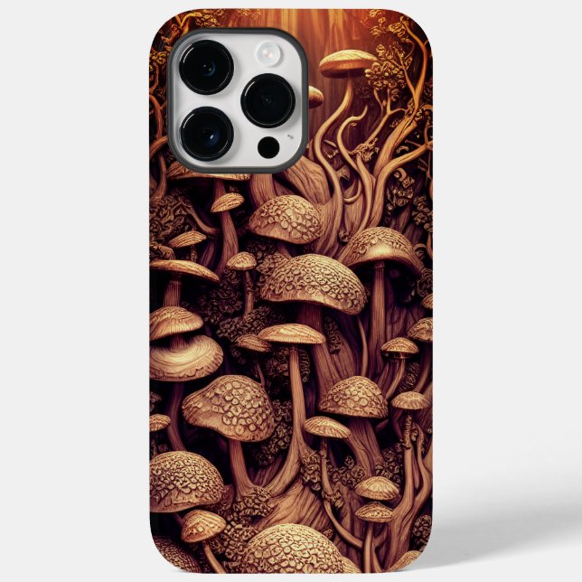 3D Mushrooms Faux Carved Wood Beautiful Magical Case-Mate iPhone Case (Back)