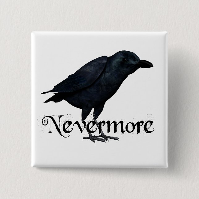 3D Nevermore Raven 2 Inch Square Button (Front)