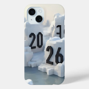  3D Number Design for New Year 2026 iPhone 15 Case