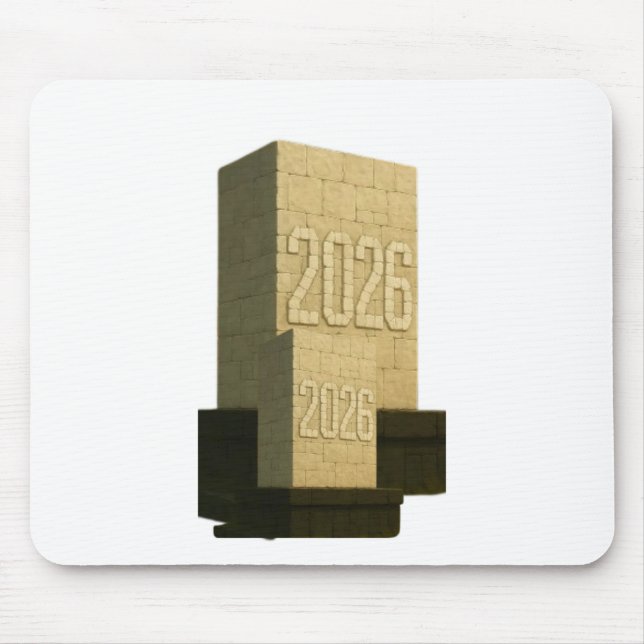 3D Number Design for New Year 2026 Mouse Pad (Front)