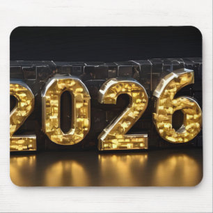 3D Number Design for New Year 2026 Mouse Pad