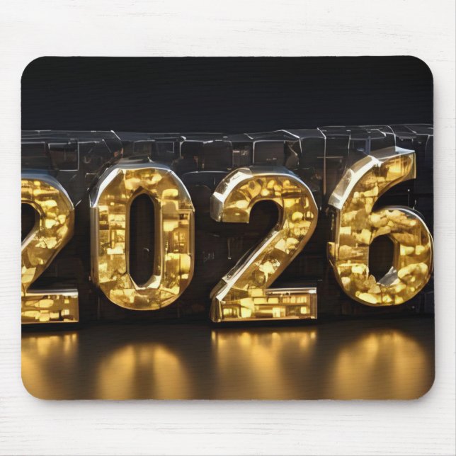 3D Number Design for New Year 2026 Mouse Pad (Front)