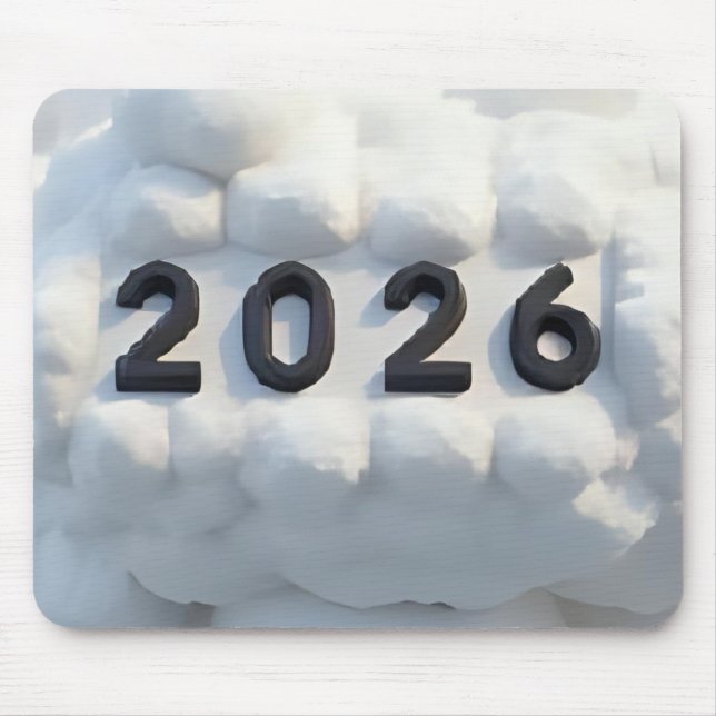 3D Number Design for New Year 2026 Mouse Pad (Front)