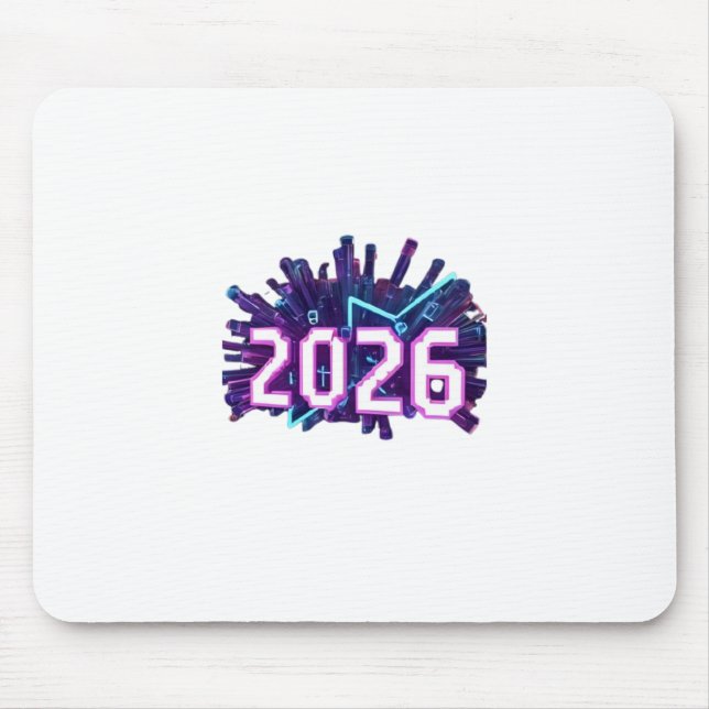 3D Number Design for New Year 2026 Mouse Pad (Front)