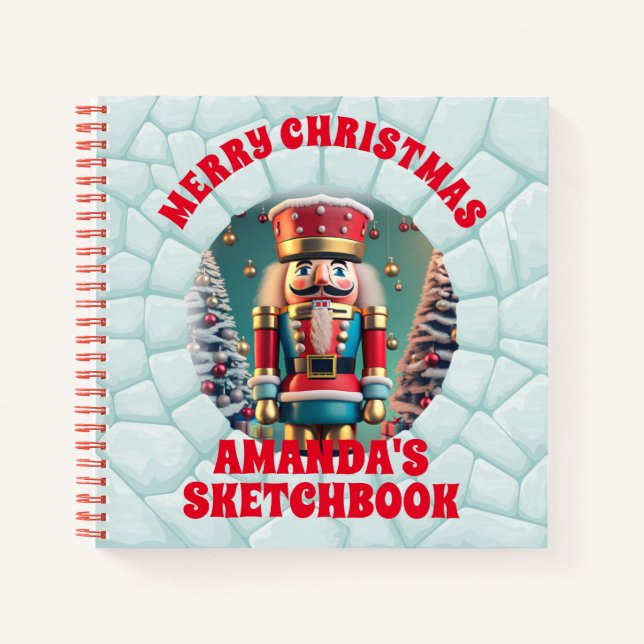 3D Nutcracker Christmas Personalized Kids Notebook (Front)