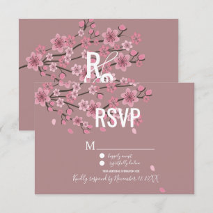 3D Ombre Petals Cherry Blossom Botany RSVP Invitation