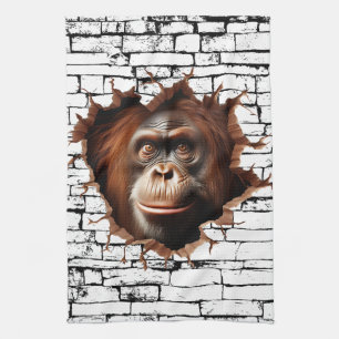 3D Orangutan Wall Break Art – Realistic Safari Kitchen Towel