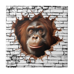3D Orangutan Wall Break Art – Realistic Safari Tile