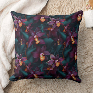 3d orchid in vibrant colours throw pillow