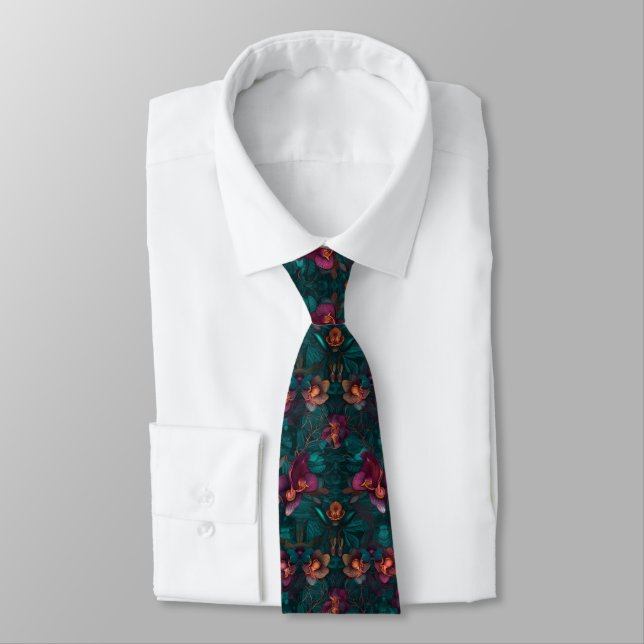 3d orchid in vibrant colours  tie (Tied)