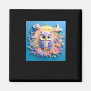 3d Owl #2 Sticker Magnet