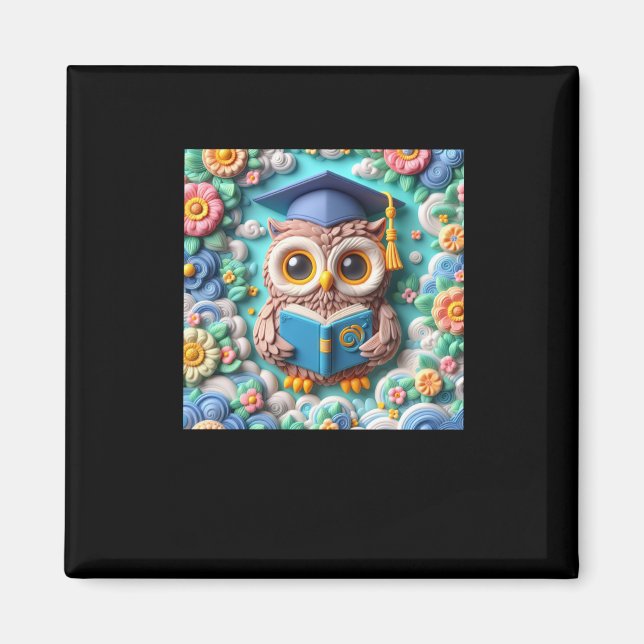 3d Owl #5 Sticker  Magnet (Front)